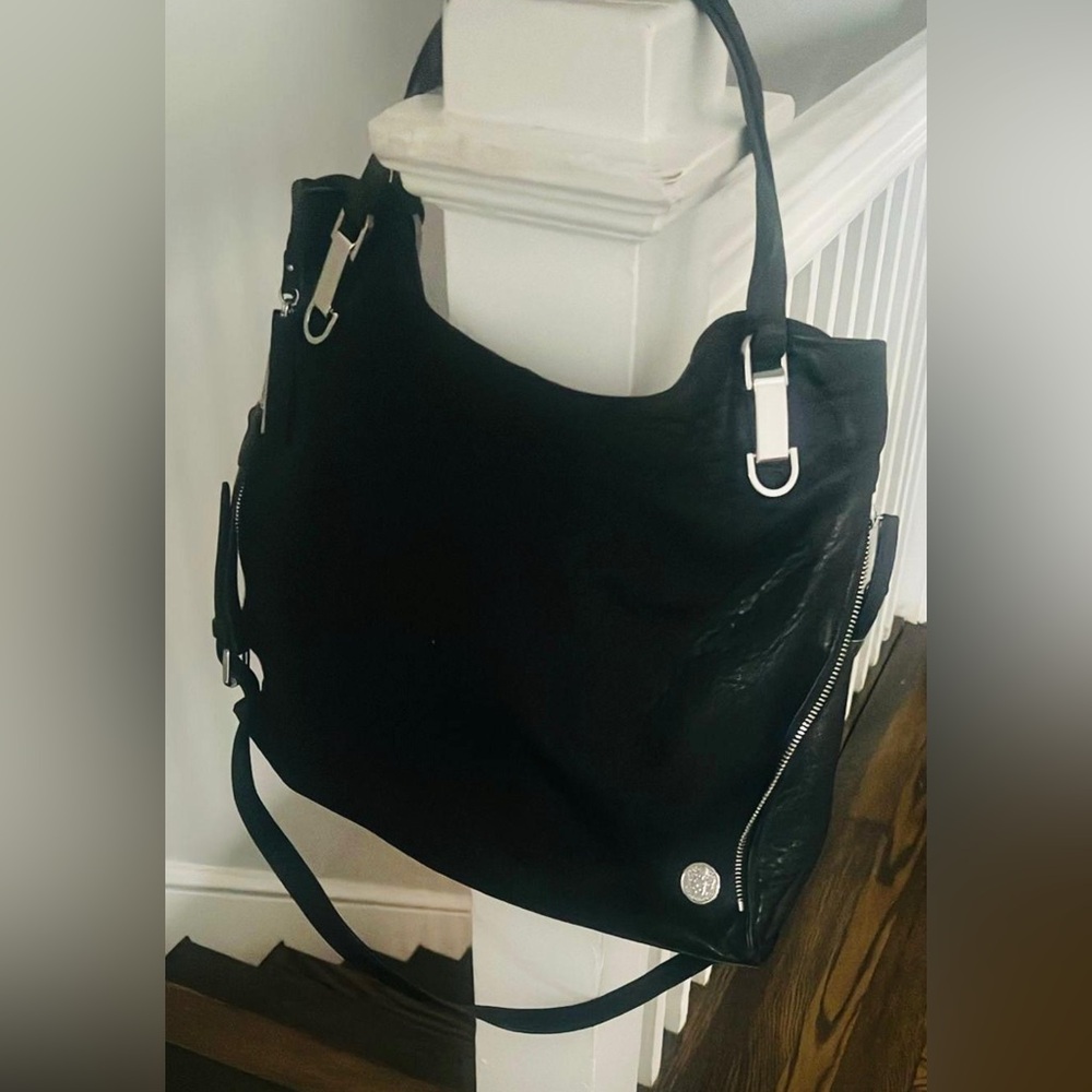 Vince Camuto Black Shoulder Bag with Silver Hardware